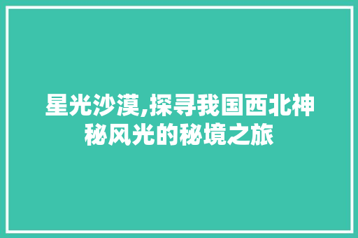 星光沙漠,探寻我国西北神秘风光的秘境之旅  第1张