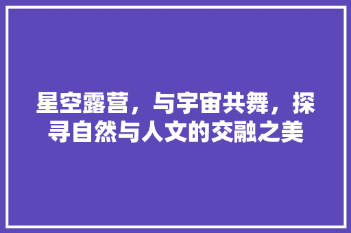 星空露营，与宇宙共舞，探寻自然与人文的交融之美