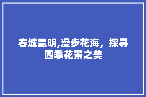 春城昆明,漫步花海，探寻四季花景之美