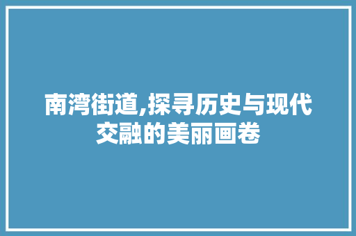 南湾街道,探寻历史与现代交融的美丽画卷