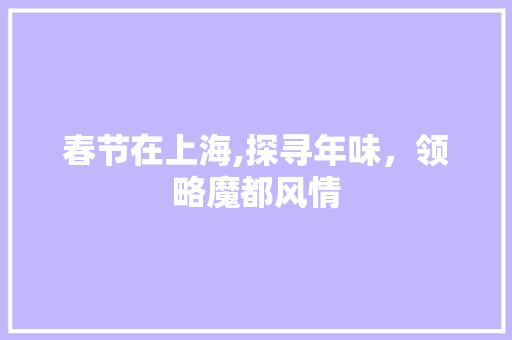 春节在上海,探寻年味，领略魔都风情  第1张