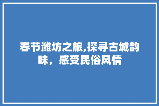 春节潍坊之旅,探寻古城韵味，感受民俗风情  第1张