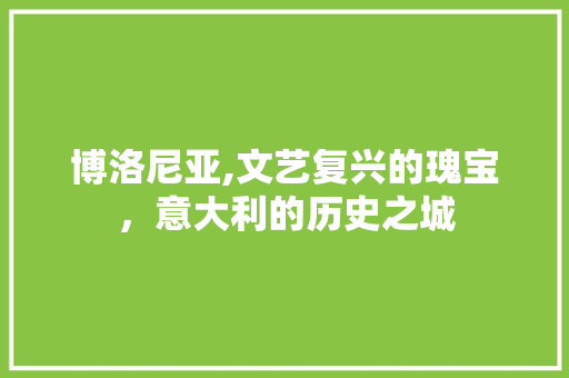 博洛尼亚,文艺复兴的瑰宝，意大利的历史之城