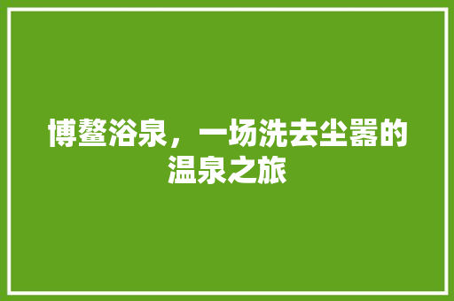 博鳌浴泉，一场洗去尘嚣的温泉之旅  第1张