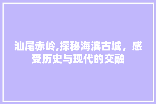 汕尾赤岭,探秘海滨古城，感受历史与现代的交融