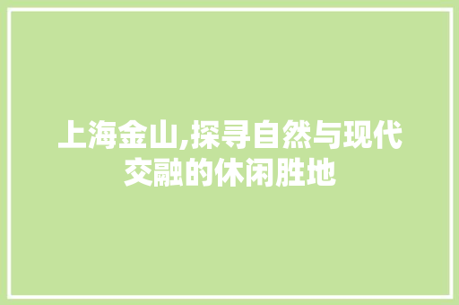 上海金山,探寻自然与现代交融的休闲胜地