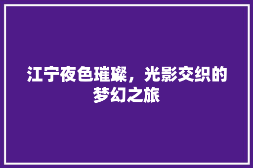 江宁夜色璀璨，光影交织的梦幻之旅  第1张