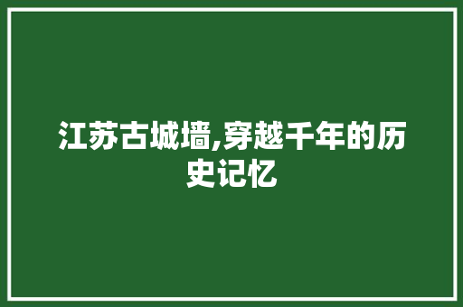 江苏古城墙,穿越千年的历史记忆