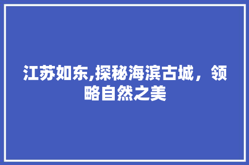 江苏如东,探秘海滨古城，领略自然之美  第1张