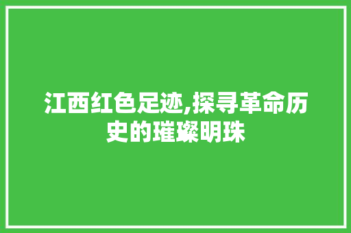 江西红色足迹,探寻革命历史的璀璨明珠