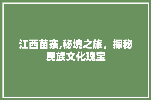 江西苗寨,秘境之旅，探秘民族文化瑰宝  第1张