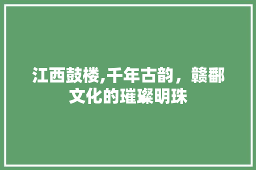 江西鼓楼,千年古韵，赣鄱文化的璀璨明珠  第1张