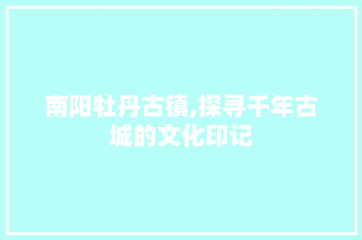 南阳牡丹古镇,探寻千年古城的文化印记