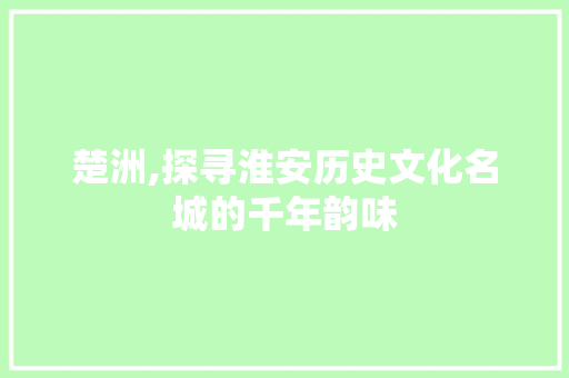 楚洲,探寻淮安历史文化名城的千年韵味