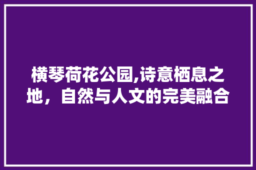 横琴荷花公园,诗意栖息之地，自然与人文的完美融合