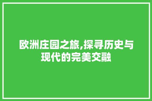 欧洲庄园之旅,探寻历史与现代的完美交融