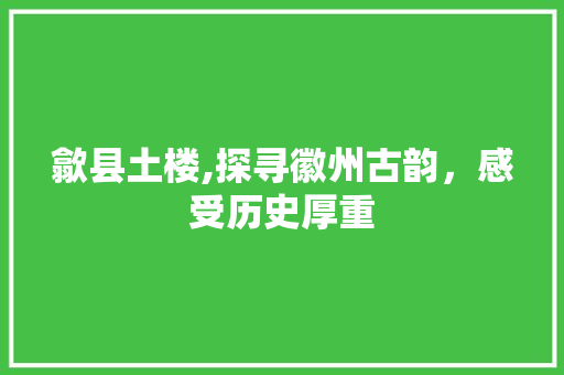 歙县土楼,探寻徽州古韵，感受历史厚重