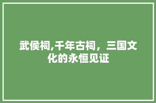 武侯祠,千年古祠，三国文化的永恒见证