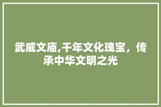 武威文庙,千年文化瑰宝，传承中华文明之光