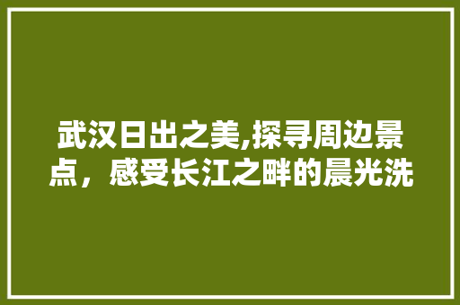 武汉日出之美,探寻周边景点，感受长江之畔的晨光洗礼