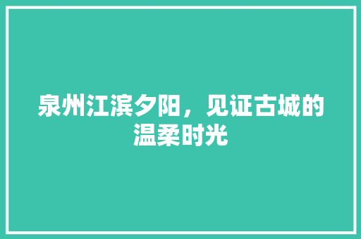 泉州江滨夕阳，见证古城的温柔时光  第1张