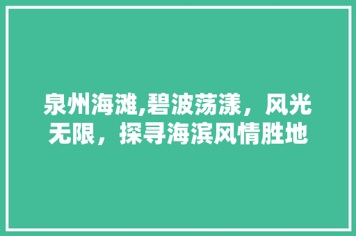 泉州海滩,碧波荡漾，风光无限，探寻海滨风情胜地  第1张