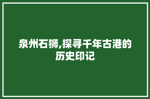 泉州石狮,探寻千年古港的历史印记