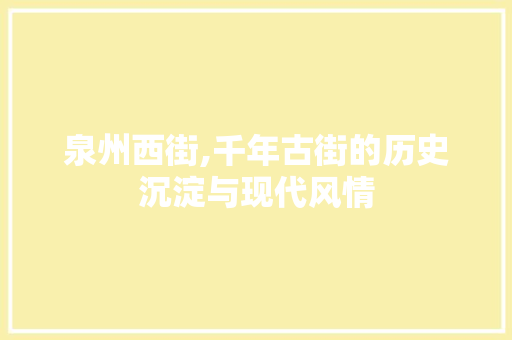 泉州西街,千年古街的历史沉淀与现代风情  第1张