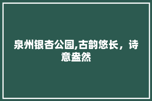 泉州银杏公园,古韵悠长，诗意盎然  第1张