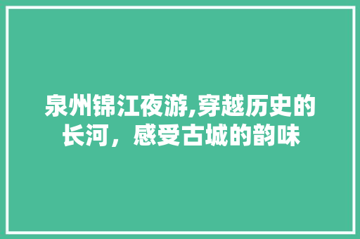 泉州锦江夜游,穿越历史的长河，感受古城的韵味