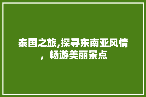 泰国之旅,探寻东南亚风情，畅游美丽景点  第1张