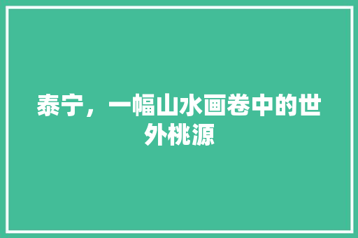 泰宁，一幅山水画卷中的世外桃源