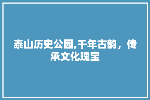 泰山历史公园,千年古韵，传承文化瑰宝  第1张