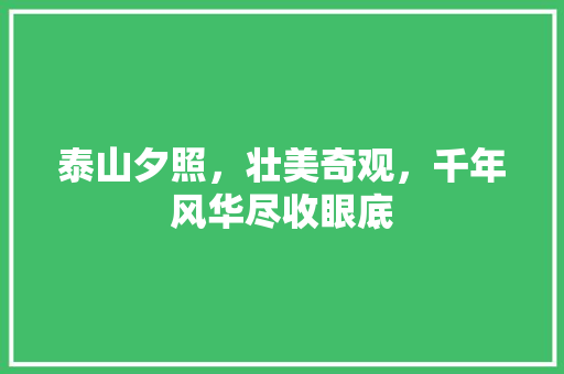 泰山夕照，壮美奇观，千年风华尽收眼底