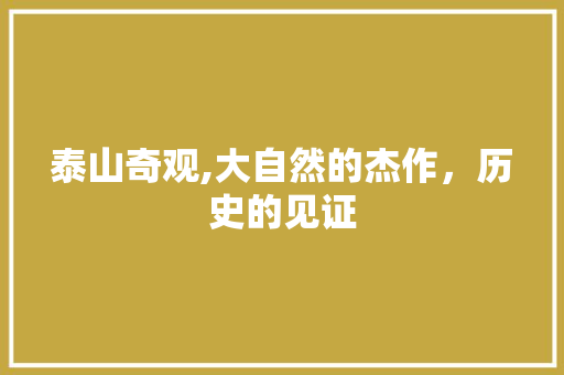 泰山奇观,大自然的杰作，历史的见证