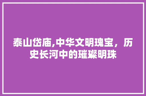 泰山岱庙,中华文明瑰宝，历史长河中的璀璨明珠  第1张