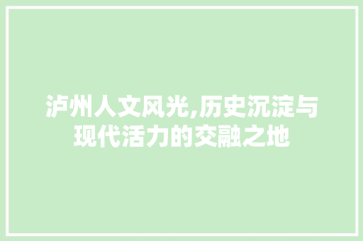 泸州人文风光,历史沉淀与现代活力的交融之地  第1张