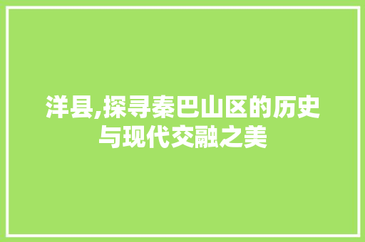 洋县,探寻秦巴山区的历史与现代交融之美  第1张