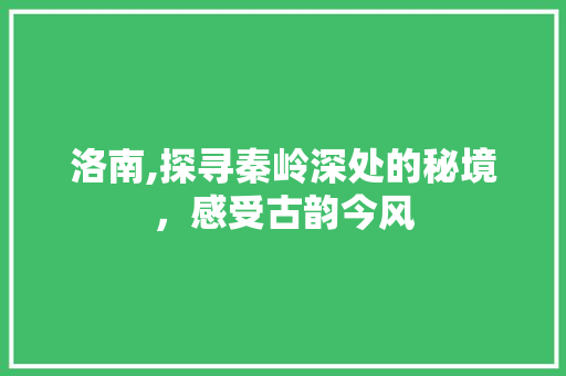 洛南,探寻秦岭深处的秘境，感受古韵今风  第1张