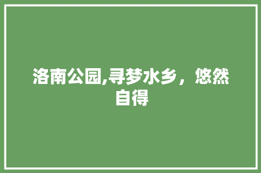 洛南公园,寻梦水乡，悠然自得