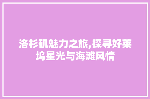 洛杉矶魅力之旅,探寻好莱坞星光与海滩风情  第1张