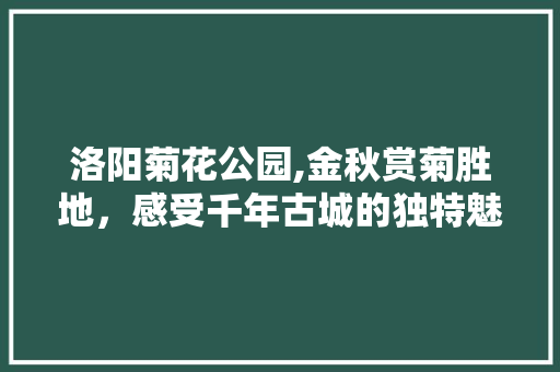 洛阳菊花公园,金秋赏菊胜地，感受千年古城的独特魅力  第1张