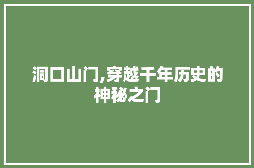 洞口山门,穿越千年历史的神秘之门  第1张