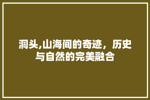 洞头,山海间的奇迹，历史与自然的完美融合