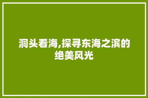 洞头看海,探寻东海之滨的绝美风光