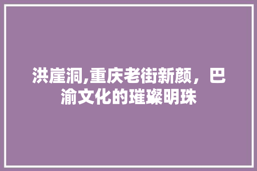 洪崖洞,重庆老街新颜，巴渝文化的璀璨明珠