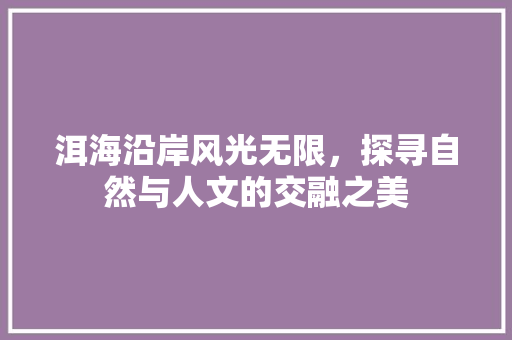 洱海沿岸风光无限，探寻自然与人文的交融之美