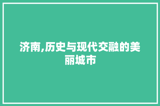 济南,历史与现代交融的美丽城市