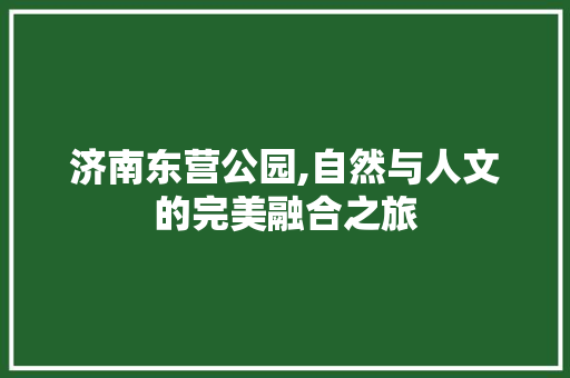 济南东营公园,自然与人文的完美融合之旅  第1张