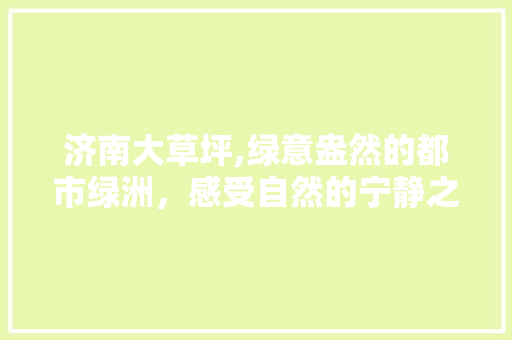 济南大草坪,绿意盎然的都市绿洲，感受自然的宁静之美